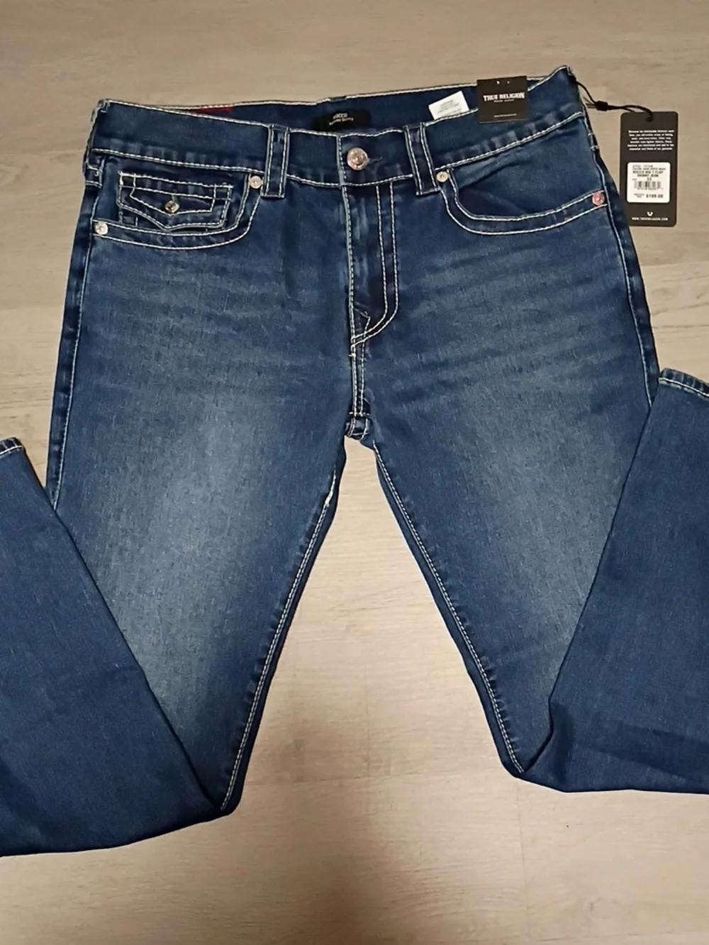 True Religion- Mens  Dark Blue Relaced Skinny Jeans. 33w/32L